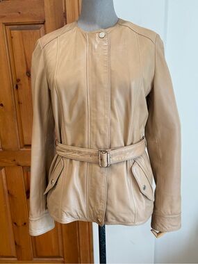 Massimo Dutti Tan Leather Jacket, Tagged large fits medium, soft leather!